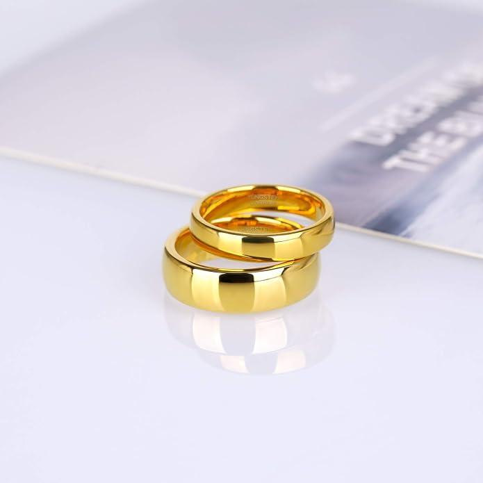 Greenpod 2mm 4mm 6mm Tungsten Wedding Bands Ring for Women Men Rose Gold Plated/Silver/24K Gold Plated/Black Polished Slim Engagement Promise Rings Comfort Fit Size 4-13