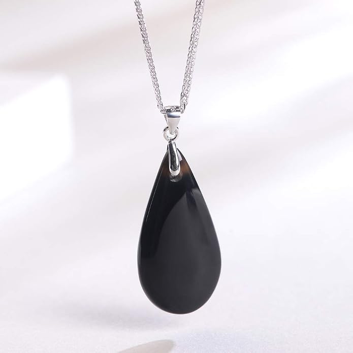 iSTONE 925 Sterling Silver Natural Crytral for Womens Pendant Necklace, Gemstone Birthstone with 17.8" Silver Chain Ladies