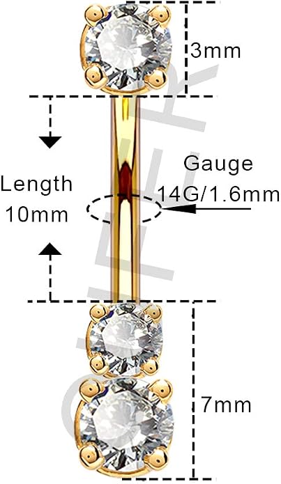 OUFER 14K Solid Gold Belly Navel Button Ring Clear 5A Cubic Zirconia Design Belly Rings Piercing Jewelry