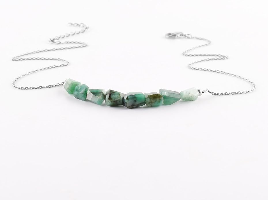Natural Gemstone Dainty Pendant Necklace for Women Handmade Crystal Jewelry 925 Sterling Silver 18 Inch Chain Healing Chakra Christmas Birthday Gift for Her