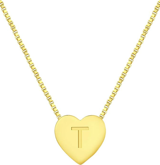 YL Initial Necklace 925 Sterling Silver Heart Letter Pendant A-Z Alphabet Cubic Zirconia Jewelry for Women