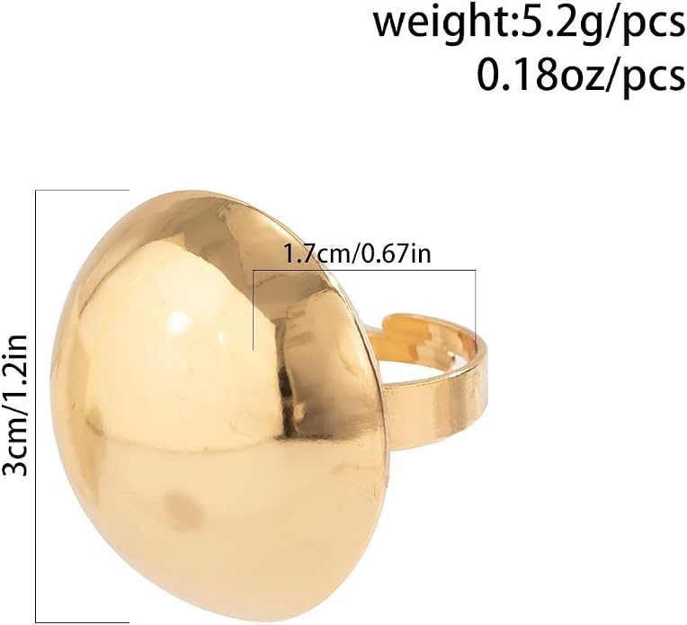 Angyape Chunky Gold Statement Rings Non Tarnish,Thick Dome Rings for Women Adjustable Silver Bubble Ring Vintage Chunky Ring Tarnish Free Trendy Jewelry Gifts