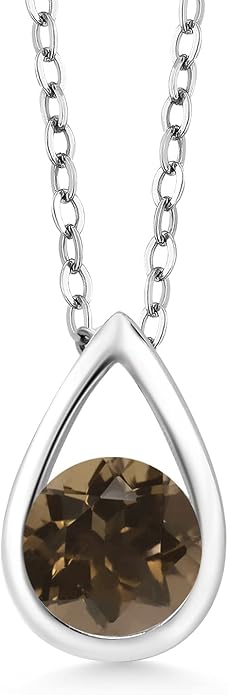 Gem Stone King Teardrop Pendant Necklace For Women | 5MM Round Gemstone Birthstone | 925 Sterling Silver | With 18 Inch Silver Chain | Fine Jewelry Gift for Her Mom Women Wife