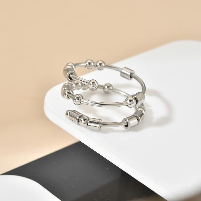 Morse Code Rings for Women, Stainless Steel Spinner Ring Fidget Rings for Anxiety Ring Morse Code Rings Inspirational Gifts Jewelry Women Birthday Graduation Gifts for Best Friends