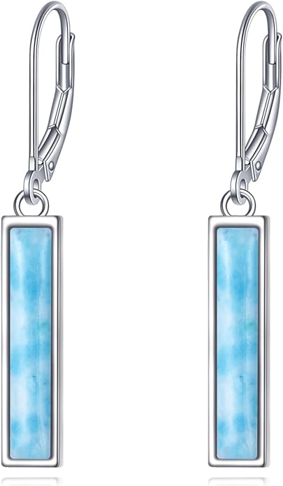 CRMAD Abalone Shell Bar Earrings for Women Sterling Silver Leverback Earrings Abalone Jewelry Gift