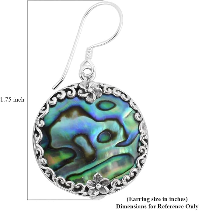Abalone Shell Dangle Earrings for Women Sterling Silver 925 - Unique Vintage Beach Boho Earrings - Costume Jewelry Anniversary Birthday Christmas Gifts for Womens