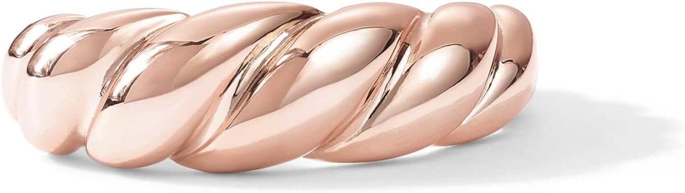 PAVOI 14K Gold Plated Croissant Dome Rings for Women - Trendy Twisted Braided Band - Chunky Signet Stackable Ring Stetement Jewelry
