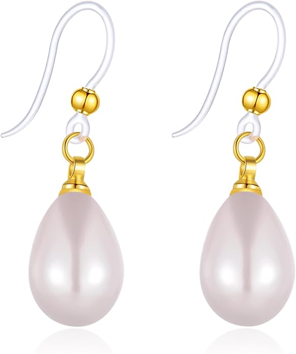 Plastic Earrings for women, KMEOSCH Lightweight Elegant Drop Dangle Pearl Earrings on Hypoallergenic Plastic Hooks for Sensitive Ears