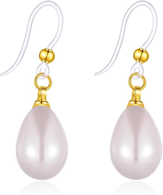 Plastic Earrings for women, KMEOSCH Lightweight Elegant Drop Dangle Pearl Earrings on Hypoallergenic Plastic Hooks for Sensitive Ears