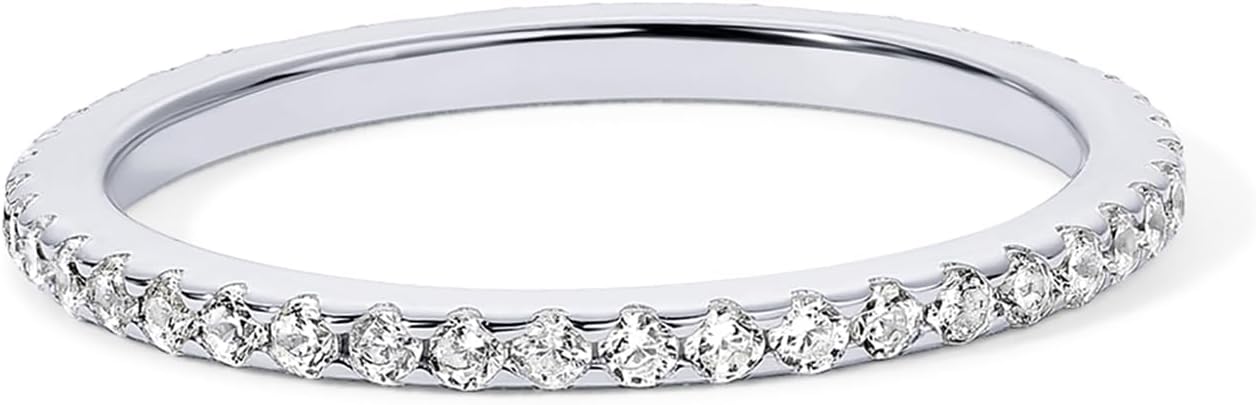 PAVOI Gold Plated Solid 925 Sterling Silver CZ Simulated Diamond Stackable Ring Eternity Bands for Women