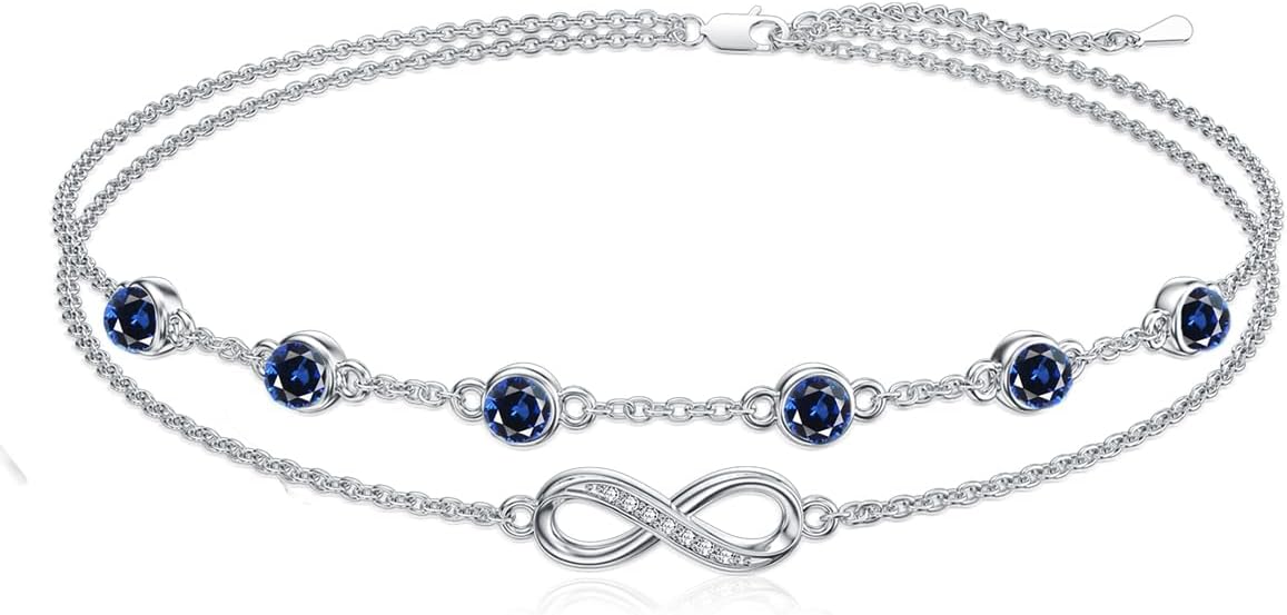 Dorunmo Anklet Bracelets For Women 925 Sterling Silver Birthstone/Infinity/Butterfly/Evil Eye/Turtle/Pineapple/Starfish/Heart Anklets Bracelets Jewelry Gifts for Women