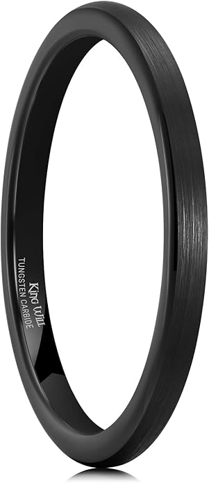 King Will Wedding Band for Men Women, 2/4/6/7/8mm Domed Matte Brushed Tungsten Carbide Rings, Solid/Dual Color Engagement Rings, Comfort Fit