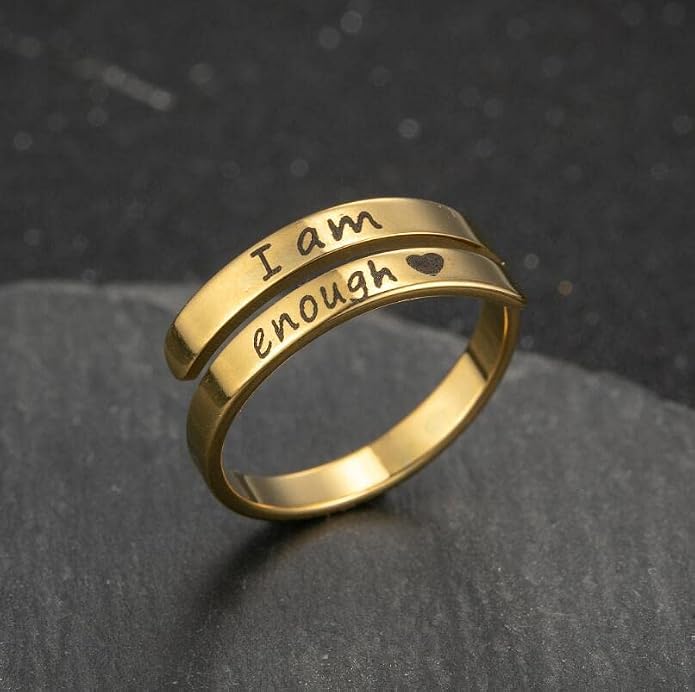Yocoyee You are My Sunshine Finger Ring Engraved Inspirational Open Adjustable I am Enough Stars Statement Rings Gifts