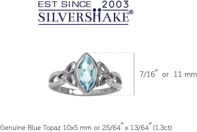 Silvershake Genuine Gemstone 925 Sterling Silver Triquetra Celtic Knot Solitaire Ring