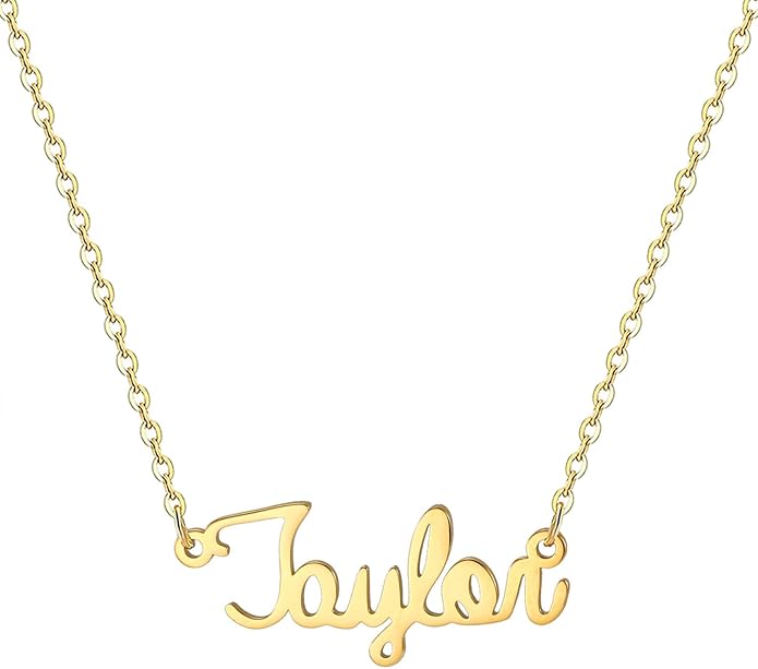 MOMOL 18K Gold Plated Stainless Steel Name Necklace Personalized Custom Name Necklace Customized Nameplate Necklace for women