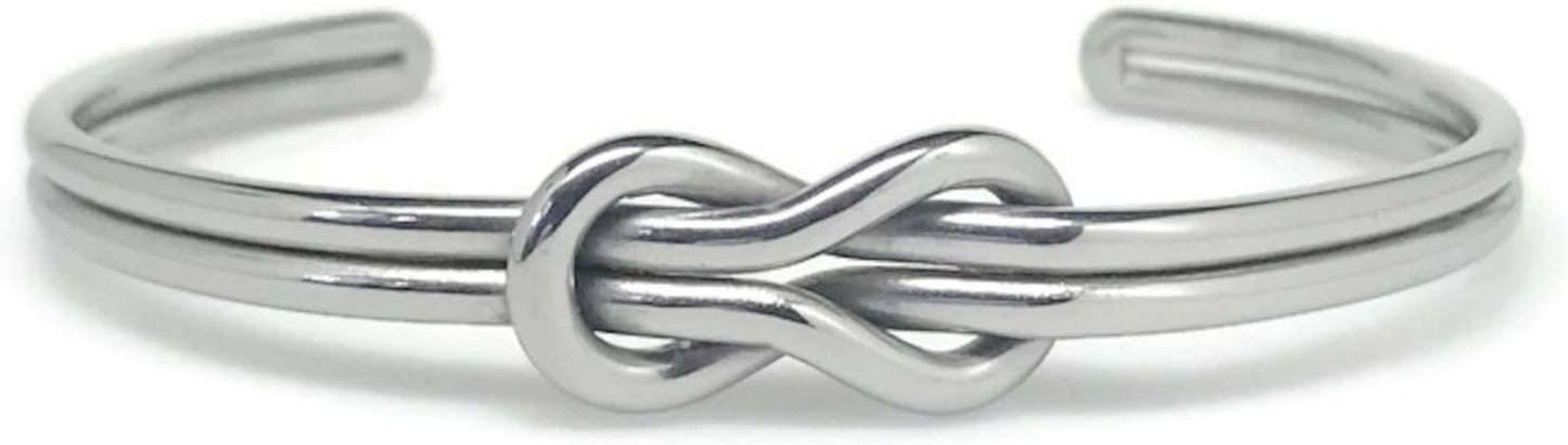 Loralyn Designs Womens Infinity Love Knot Cuff Bracelet Stainless Steel Adjustable Silver or Black