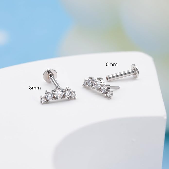 14K Yellow/White Gold Flat Back Stud Earring 1 Pcs, 16G Threadless Cartilage Earrings Top Push in Tragus Helix Conch Earrings Labret Piercing Jewelry