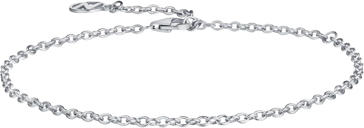 NOKMIT Solid 925 Sterling Silver Bracelets for Women, Dainty Interlocking Circles Cubic Zirconia Adjustable Chain Bracelet, Trendy Stackable Link Bracelets, Simple Cute Jewelry Gifts