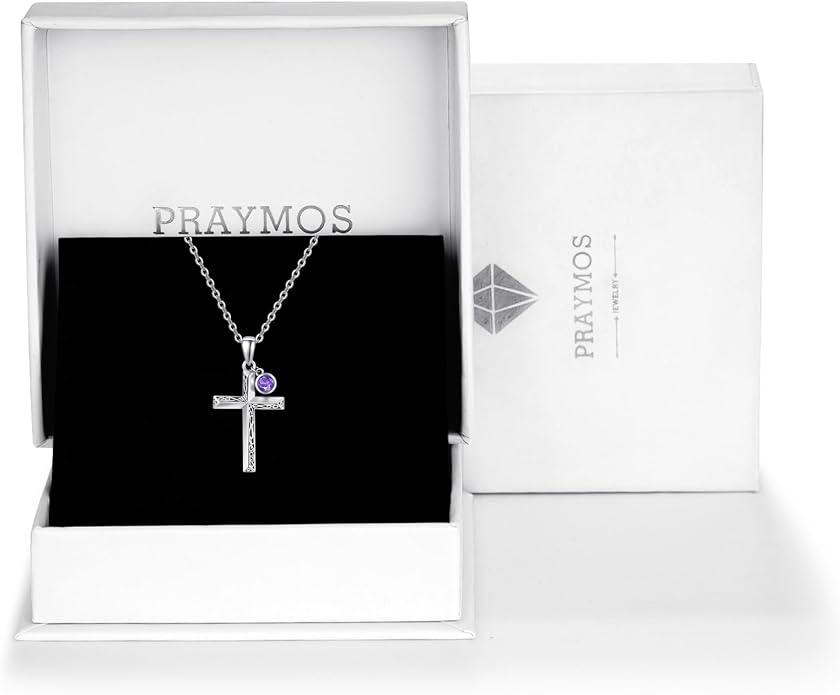 PRAYMOS Cross Necklace for Women Men, 925 Sterling Silver Simple Dainty Cross Necklace, Christian Religious Jewelry, Mothers Day Fathers Day Anniversary Birthday Gift