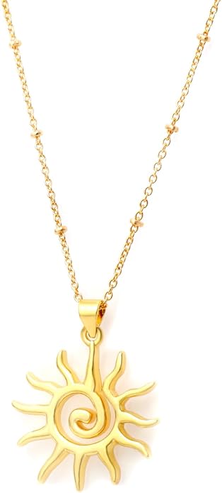14K Gold Plated Paper Clip Chain Link Necklace Satellite Cross Key Starfish Turquoise Heart Necklace for Women