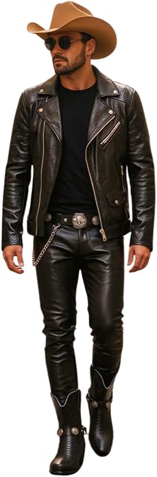 TrendyFashionJewelry Men Biker Boot Pair Bracelets Black Faux Leather Strap Chain Native Buffalo Animal Hunter