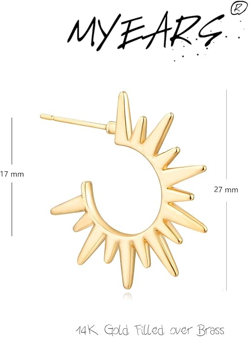 MYEARS Women Hoop Earrings Gold 14K Gold Filled Small Simple Handmade Hypoallergenic Everyday Illusion Jewelry