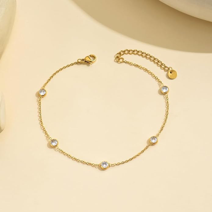 Dainty Ankle Bracelets for Women 18K Gold Plated Satellite Beaded Herringbone Lip Chain Anklets Simple Minimalist Summer Beach Foot Jewelry Christmas Gifts