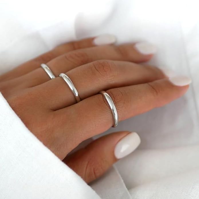 MILACOLATO 925 Sterling Silver Ring for Women Men High Polished Plain Stackable Thumb Rings Tarnish Resistant Wedding Band Ring Comfort Fit Size 4 to 12, 1mm 2mm 3mm 4mm 5mm 6mm