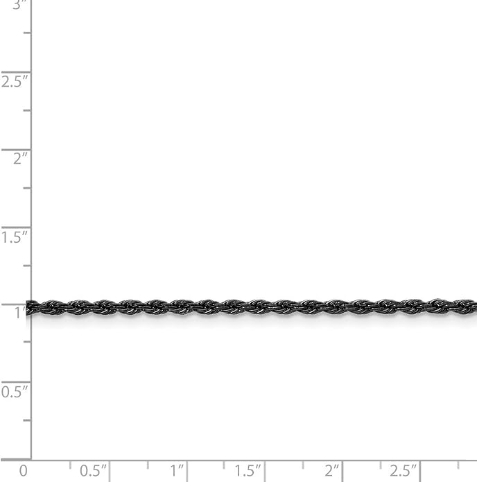 Stainless Steel IP Black-Plated 2.4mm Rope Chain Necklace - with Secure Lobster Lock Clasp