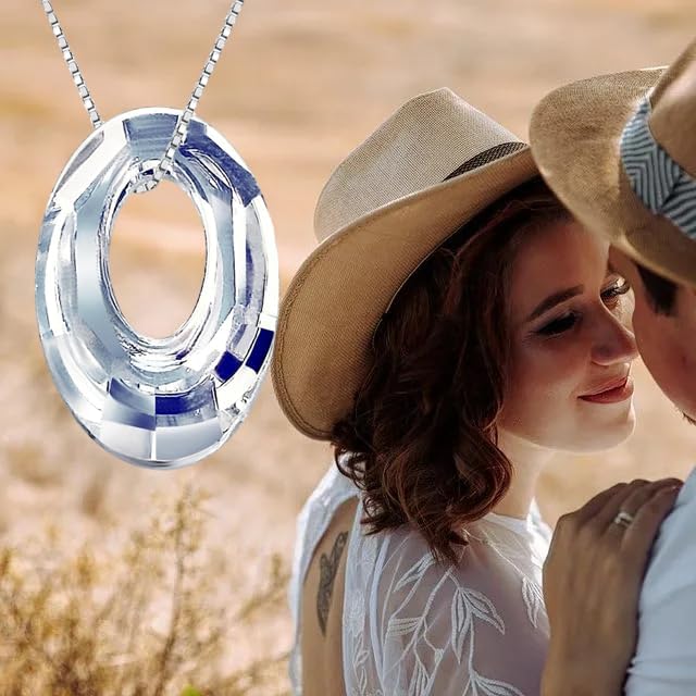 Oval Crystal Necklace S925 Sterling Silver Oval Austrian Crystal Pendant