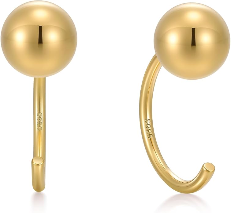 CHIC & ARTSY 925 Sterling Silver Half Hoop Earrings for Women, Small Huggie Hoops Set with Ball Bar Star Moon Cross & Pearl, Lightweight Comfort Fit Everyday & Sleep Earrings