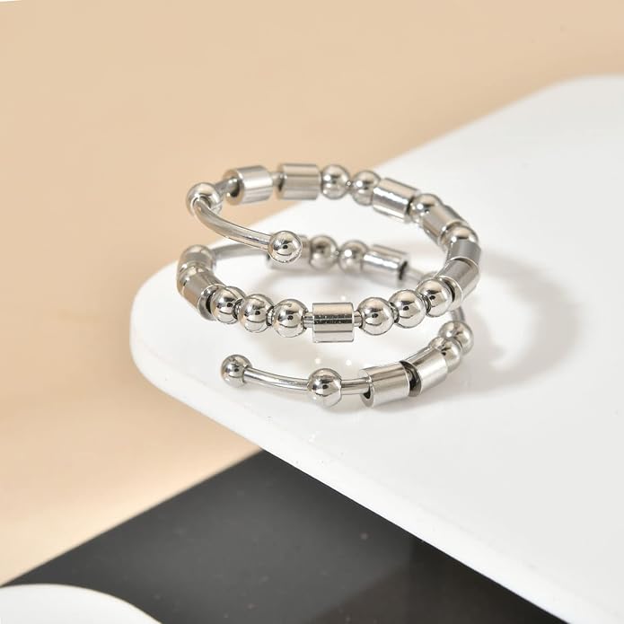 Morse Code Rings for Women, Stainless Steel Spinner Ring Fidget Rings for Anxiety Ring Morse Code Rings Inspirational Gifts Jewelry Women Birthday Graduation Gifts for Best Friends