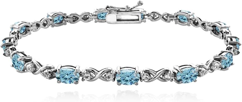 Sterling Silver 6x4mm Oval Infinity Bracelet Made with European Crystals