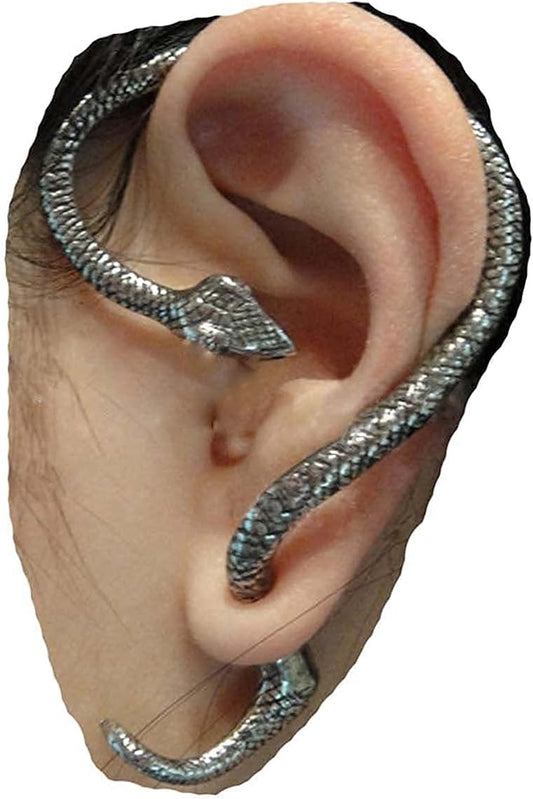 Punk Snake Cuff Earrings Silver Snake Ear Climber Earrings Cartilage Ear Crawler Earrings Gothic Serpent Clip on Wrap Earrings Jewelry for Women