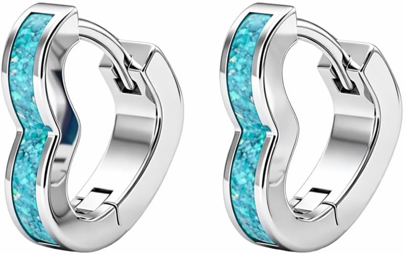Opal/Turquoise Huggie Earrings 925 Sterling Silver Opal/Turquoise Small Animal Huggie Hoop Earrings Animal Huggies Earring Jewelry Gifts for Women Mom Her