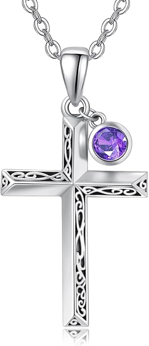 PRAYMOS Cross Necklace for Women Men, 925 Sterling Silver Simple Dainty Cross Necklace, Christian Religious Jewelry, Mothers Day Fathers Day Anniversary Birthday Gift