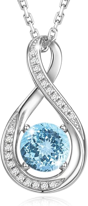 925 Sterling Silver Birthstone Necklace for Women Infinity Necklaces Birthday Anniversary Fine Jewelry Gifts for Mother Women, Adjustable Chain