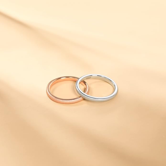 Greenpod 2mm 4mm 6mm Tungsten Wedding Bands Ring for Women Men Rose Gold Plated/Silver/24K Gold Plated/Black Polished Slim Engagement Promise Rings Comfort Fit Size 4-13