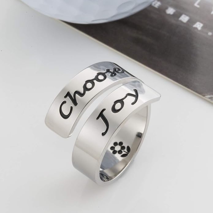 Inspirational Motivational Adjustable Ring Personalized Stainless Steel Spiral Wrap Twist Rings Encouragement Statement Graduation Jewelry Birthday Gifts for Women Teengirls.