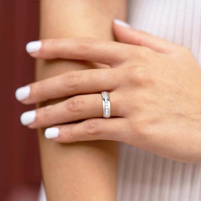 TIGRADE 2.5mm 4mm 5mm 6mm Titanium Ring Cubic Zirconia Engagement Ring Wedding Band Size 3 to 13.5