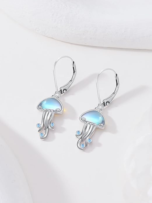 Dorunmo Moonstone Dangle Drop Earrings s925 Sterling Silver Leverback Earrings Filigree Moonstone Jewelry Birthday Gifts for Women
