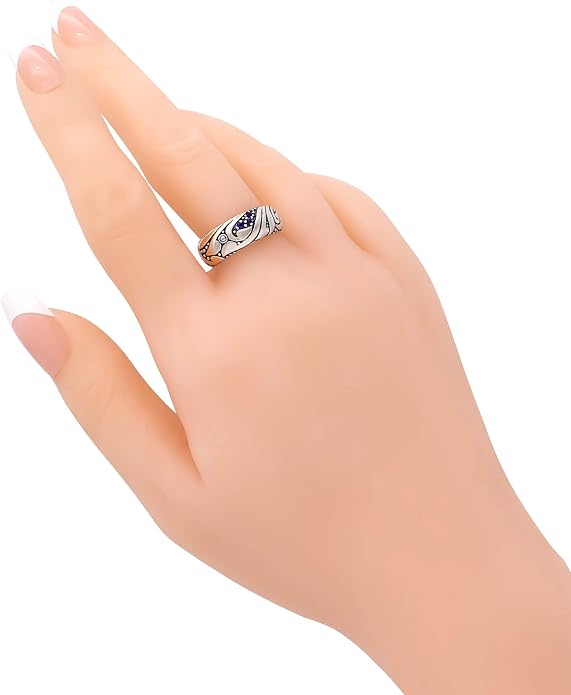 DEVATA Gold or Rhodium Plated Sterling Silver 925 – Eternity, Band Ring for Women – Heart, Knot, Clover, Infinity, Mariner, Cable, Curb, Cuban, Figaro, Daisy, Rope, Ribbed, Dome
