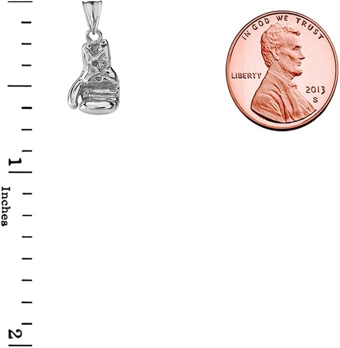 Fine 3D Boxing Glove Sports Charm Pendant Necklace in Solid Sterling Silver