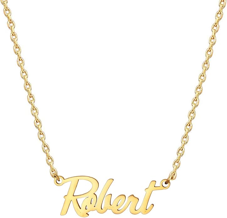 MOMOL 18K Gold Plated Stainless Steel Name Necklace Personalized Custom Name Necklace Customized Nameplate Necklace for women