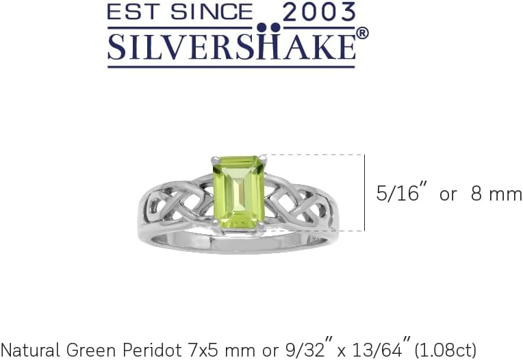 Silvershake 7X5mm Octagon Shape Birthstone Gemstone White Gold Plated or Yellow Gold Plated 925 Sterling Silver Scroll/Filigree Celtic Knot Solitaire Ring Jewelry for Women