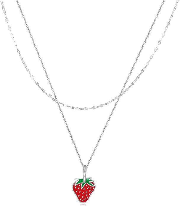 MONGAS Tree of Life/Infinity Cross/Lock and Key/Lotus/Hamsa/Horse/Strawberry/Opal/Lariat/Dragonfly/Heart/Violin Layered Necklace Sterling Silver for Women