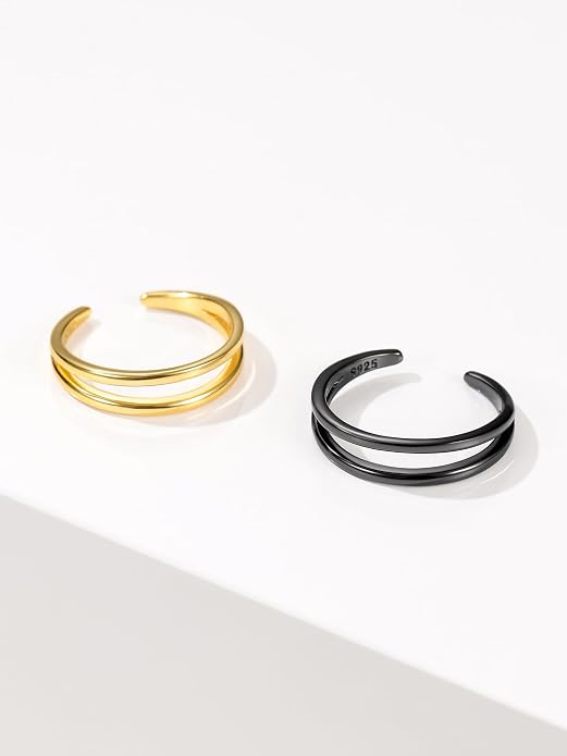 ChicSilver Sterling Silver Toe Rings for Women 14K Gold Plated Toe Rings for Women Open Adjustable Toe Ring for Women Toe Jewelry for Summer Beach