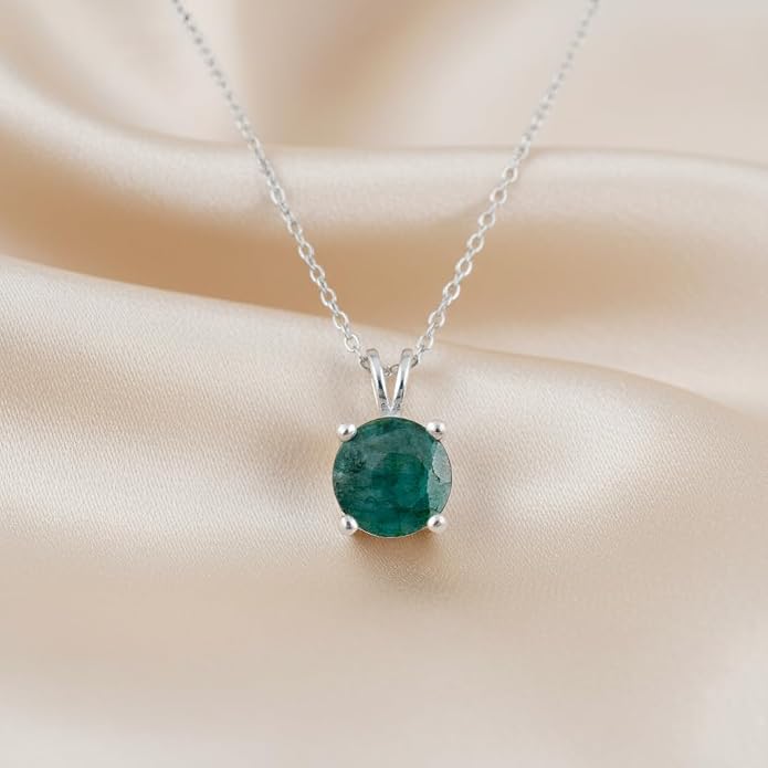 OdrillionGems Natural Gemstone Pendant Necklace, 925 Sterling Silver, Healing Crystal, Birthstone, Round Faceted, Handmade, Women Jewelry, Christmas Gift 16+2inch