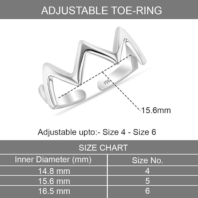 LeCalla 925 Sterling Silver Minimalist Toe Rings Set Simple Open Adjustable Toe-Rings for Women