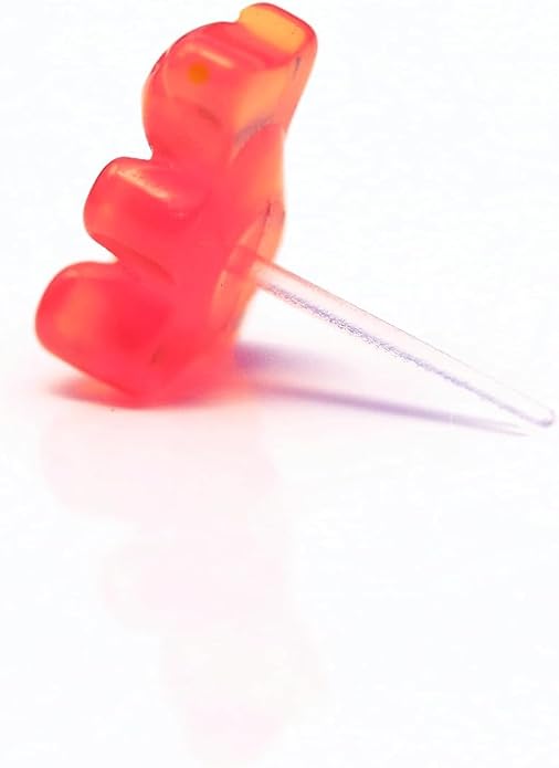 Metal Free Plastic Post Earrings Gift Set Gummy Bear, Butterfly, Flower (Red)
